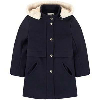 Shop Chloé Wool And Polyamide Broadcloth Coat In Blue