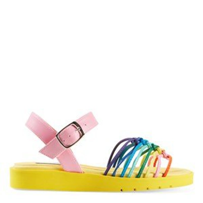 Shop Stella Mccartney Kids Yellow Rainbow Sandals