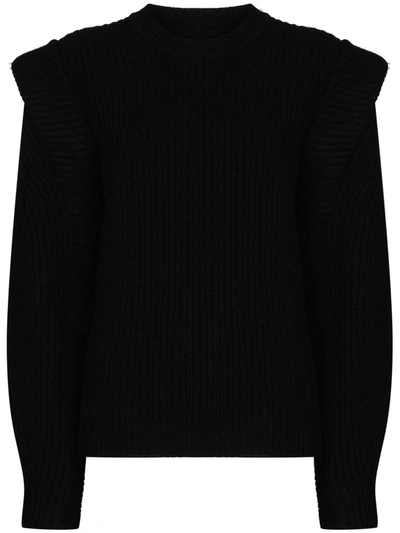 Shop Isabel Marant Bolton Ribbed-knit Jumper In Black