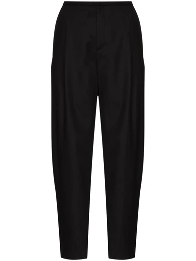 Shop Totême High-waisted Tailored Trousers In Black