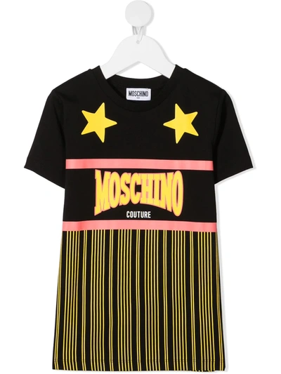 Shop Moschino Logo Print Panelled T-shirt In Black