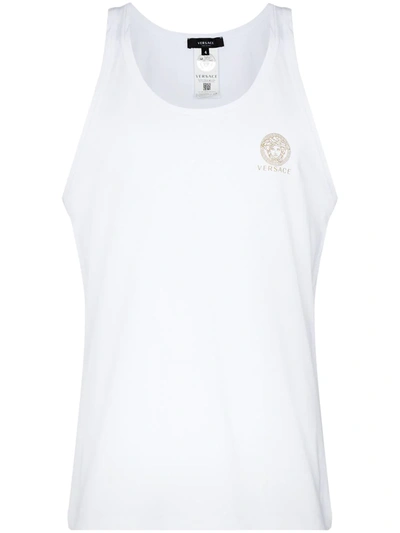 Shop Versace Medusa-print Scoop-neck Tank Top In White