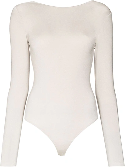 Shop Wolford Memphis Long-sleeve Bodysuit In Neutrals