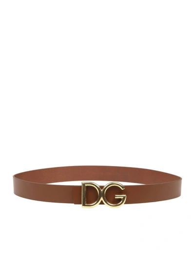 Shop Dolce & Gabbana Calf Belt With Dg Metal Logo In Leather