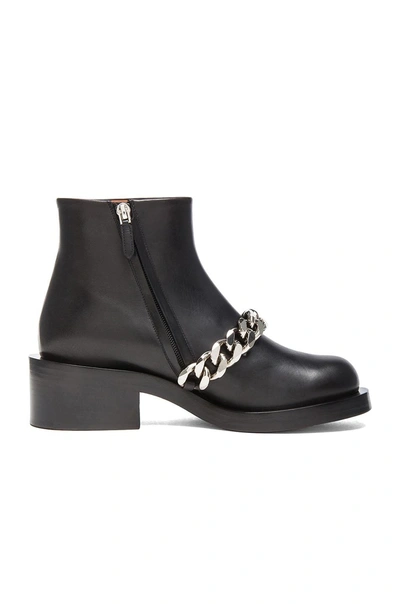 Shop Givenchy Laura Leather Silver Chain Ankle Boots In Black
