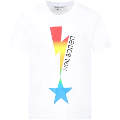 Shop Neil Barrett White T-shirt For Boy With Thunderbolt