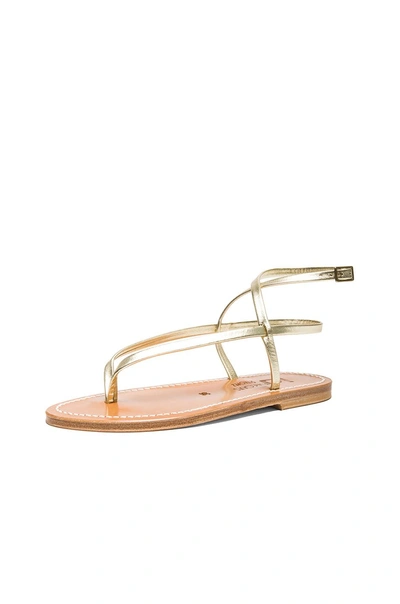Shop Kjacques Delta Metallic Leather Ankle Strap Sandals In Platine