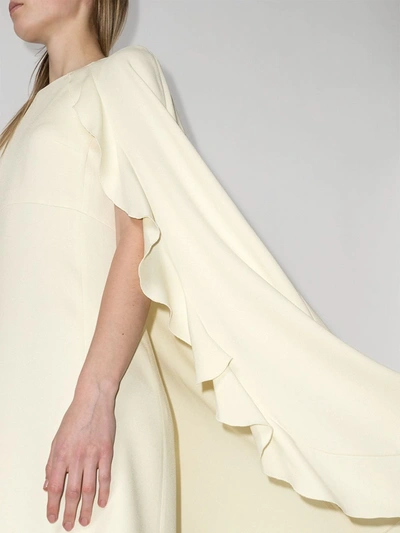 Shop Giambattista Valli Ruffle Cape Silk Mini Dress In Neutrals