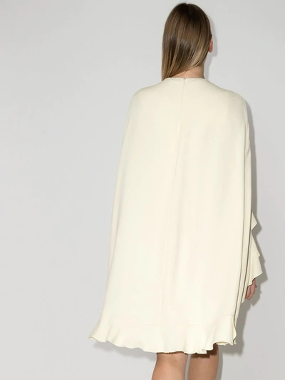 Shop Giambattista Valli Ruffle Cape Silk Mini Dress In Neutrals