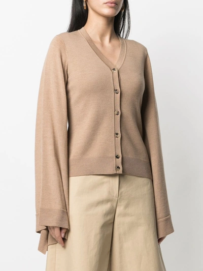 Shop Jw Anderson Wing Sleeve Cardigan In Brown