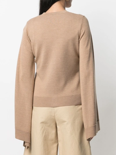 Shop Jw Anderson Wing Sleeve Cardigan In Brown