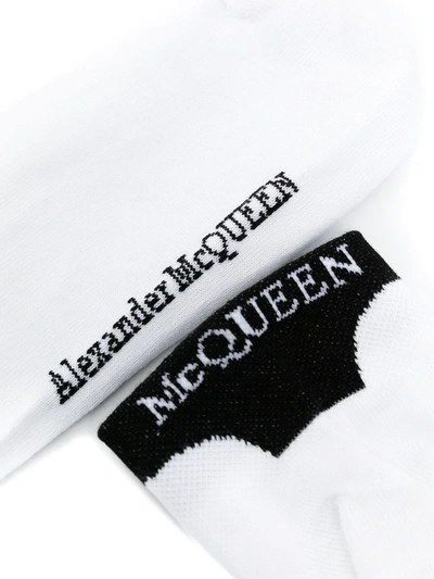 Shop Alexander Mcqueen Logo-embroidered Socks In White