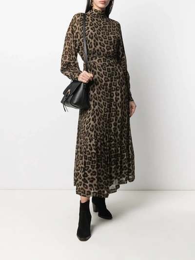 Ba&sh Fara Leopard-pint Midi Dress In Brown