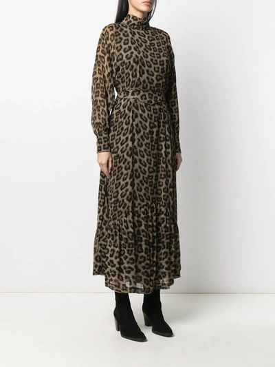 Ba&sh Fara Leopard-pint Midi Dress In Brown
