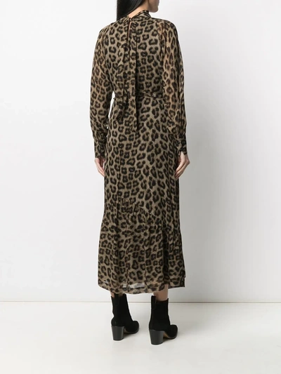 Ba&sh Fara Leopard-pint Midi Dress In Brown