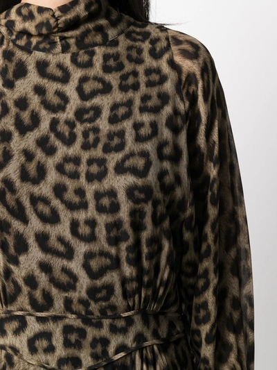 Ba&sh Fara Leopard-pint Midi Dress In Brown