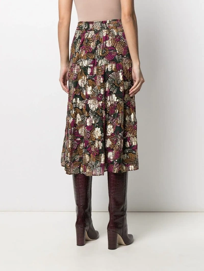 Shop Ba&sh Lana Floral-print Midi Skirt In Gold