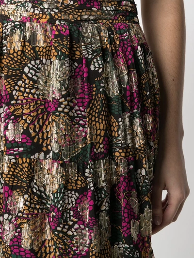 Shop Ba&sh Lana Floral-print Midi Skirt In Gold
