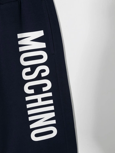 Shop Moschino Logo Print Cotton Shorts In Blue