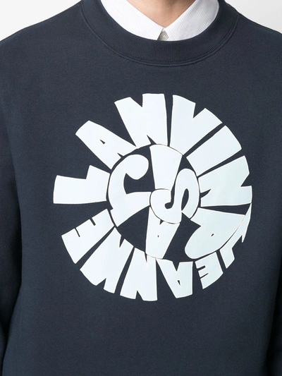 Shop Lanvin Logo-print Cotton Sweatshirt In Blue