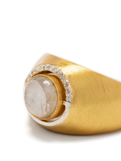 Shop Akansha Sethi 14kt Yellow Gold Diamond Reversible Cloud Signet Ring