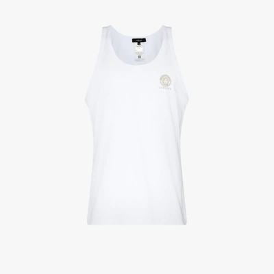Shop Versace Medusa Logo Cotton Vest In White