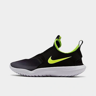 Shop Nike Little Kids' Flex Runner Running Shoes In Smoke Grey/volt/black/white