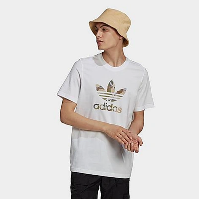 Shop Adidas Originals Camo Trefoil Infil T-shirt In White/wild Pine Mel/multicolor