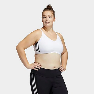 Shop Adidas Originals Adidas Women's All Me 3-stripes Light Support Sports Bra (plus Size) In White