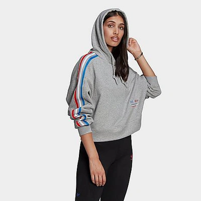 Adidas Originals Adidas Women's Originals Adicolor 3d Trefoil Cropped Hoodie  In Grey | ModeSens