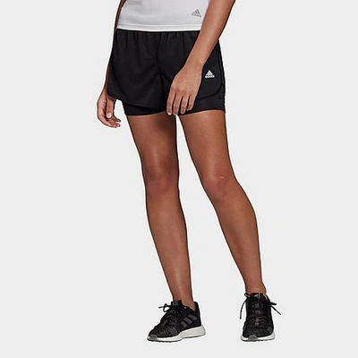 Shop Adidas Originals Adidas Women's Marathon 20 Two-in-one Running Shorts In Black