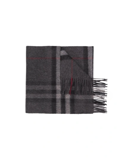 Shop Burberry Giant Check Scarf In Grey