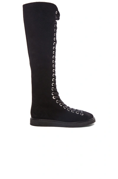 Shop Alexander Wang Emmanuel Suede High Lace Up Boots In Black