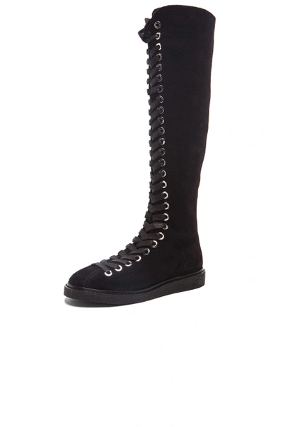 Shop Alexander Wang Emmanuel Suede High Lace Up Boots In Black