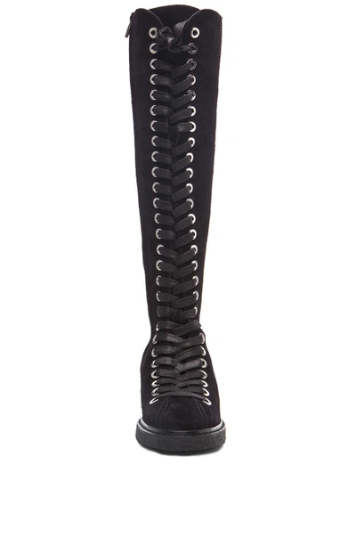 Shop Alexander Wang Emmanuel Suede High Lace Up Boots In Black