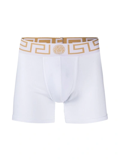 Shop Versace Greca Border Boxers In White