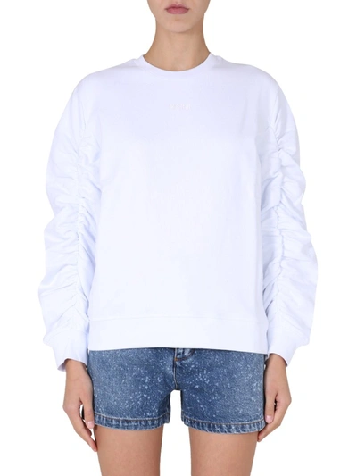 Shop Msgm Crew Neck Sweatshirt In White
