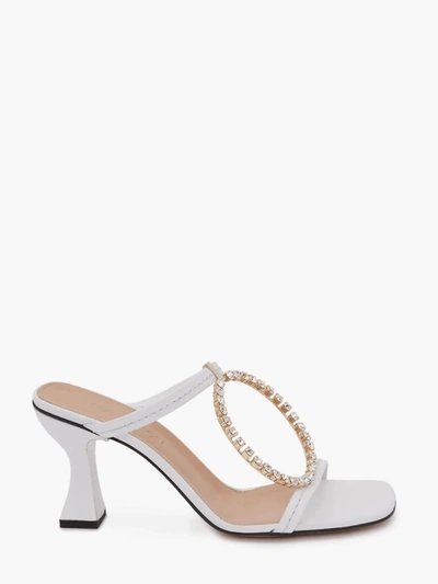 Shop Jw Anderson Crystal Buckle High Heel Sandals In White