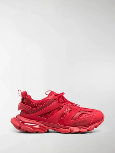 Shop Balenciaga Track Panelled Sneakers In Red