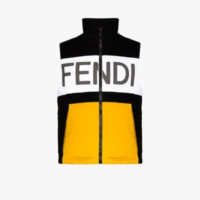 Shop Fendi Reflective Logo Gilet In Black