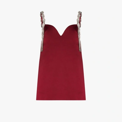 Shop Area Crystal Strap Mini Dress In Red