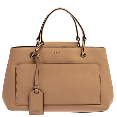 Pre-owned Dkny Beige Leather Front Pocket Tote