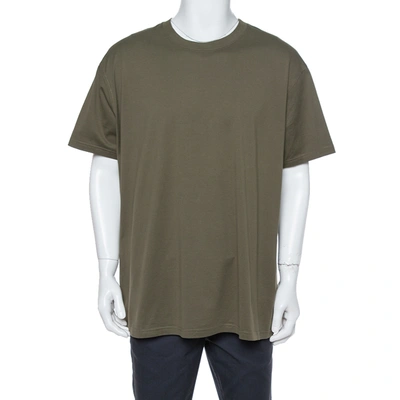 Pre-owned Givenchy Olive Green Cotton Logo Patched Columbian Fit T-shirt Xl