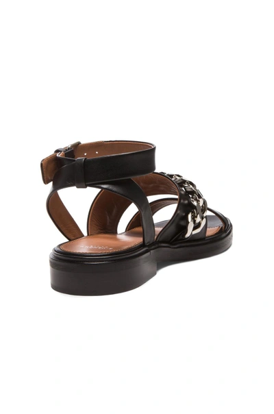 Shop Givenchy Chain Leather Flat Sandals In Black