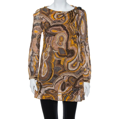 Pre-owned Missoni Multicolor Lurex Knit Bead Embellished Tunic M