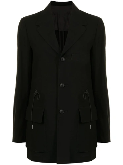 Shop Yohji Yamamoto Drawstring-waist Jacket In Black