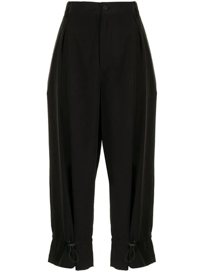 Shop Yohji Yamamoto Cropped Pleated Trousers In Black