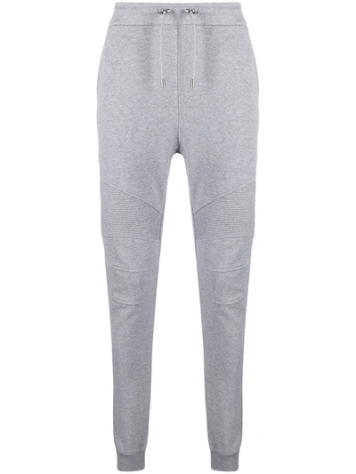Shop Balmain Slim-fit Panelled Track Pants In Grey