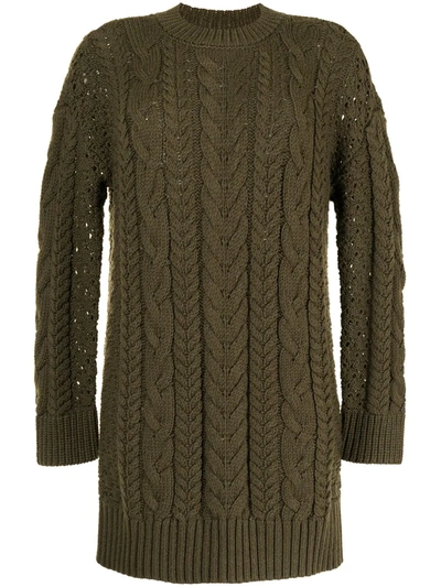 Shop Alice And Olivia Lennie Cable-knit Dress In Green