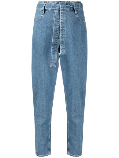 Shop 3x1 Belted Tapered Jeans In Blue